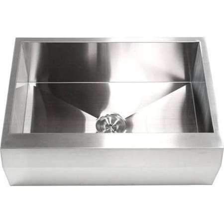 CONTEMPO LIVING 30 in Single Bowl Zero Radius Well Angled Farm Apron Kitchen Sink Stainless Steel 16 Gauge HFS3022